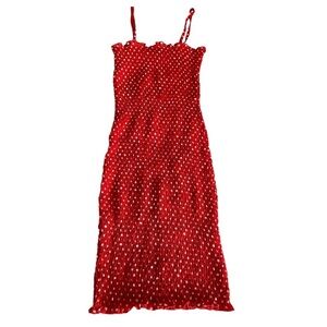 Charlotte Russe, smocked white, spaghetti strap midi summer dress XS pinup retro